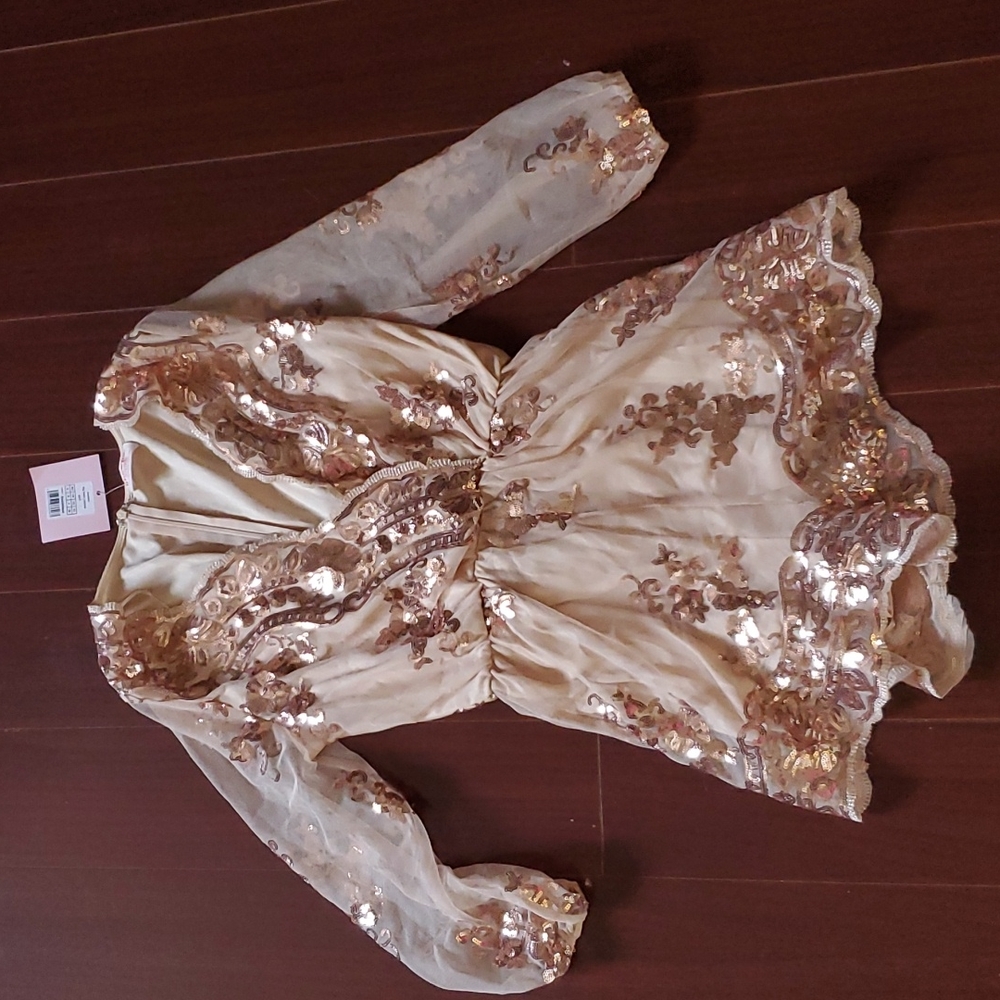 ShowPo gold sequins romper NWT